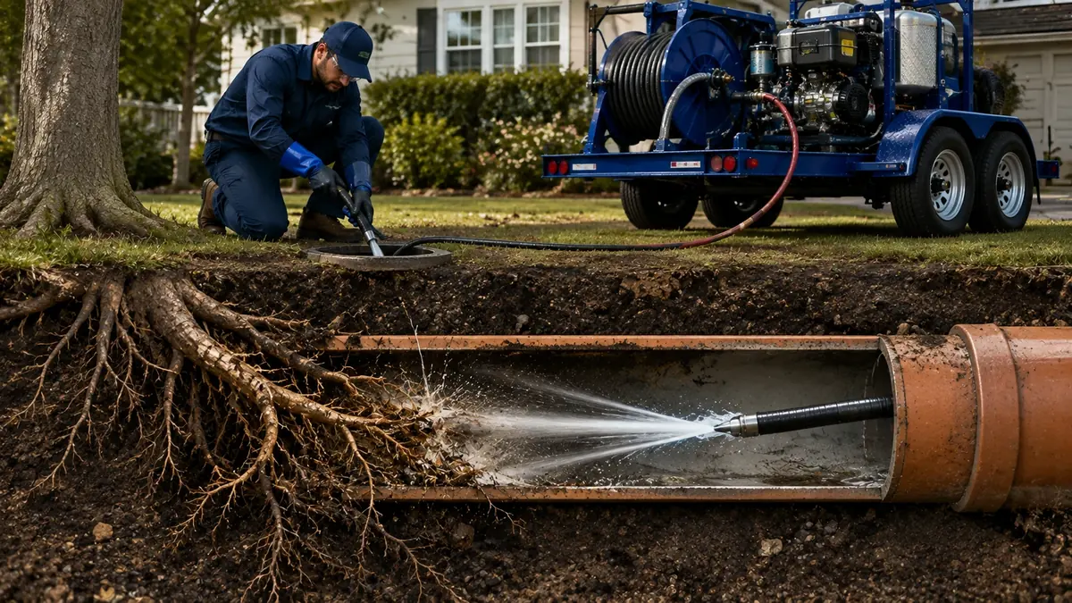 Tree Root Removal with Hydro Jetting in Mission Hills